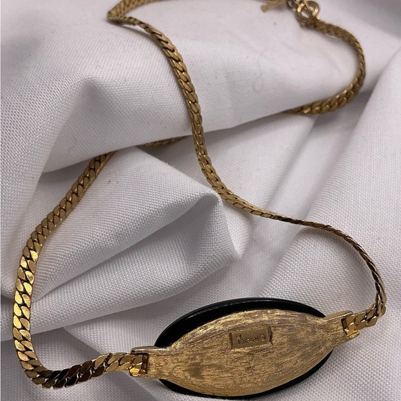 Trifari Black and Gold Oval Necklace - Picture 3 of 5